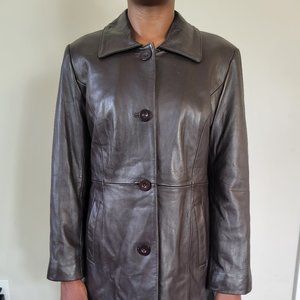 Marvin Richards Women's Chocolate Button-Down Genuine Soft Leather Jacket